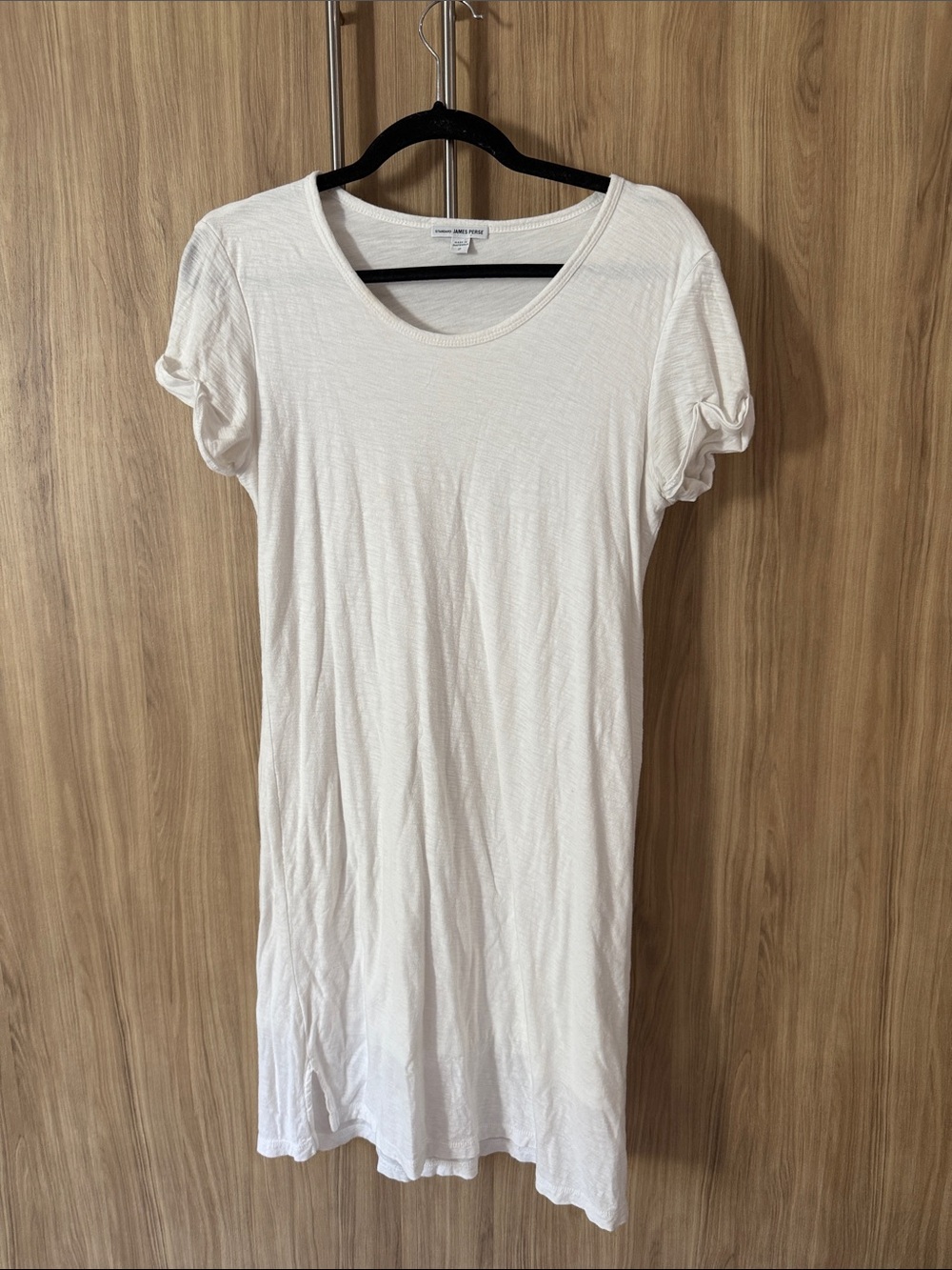 James Perse White Lined Short-Sleeve T-Shirt Dress